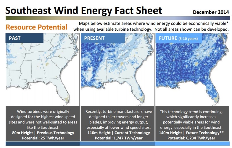 New Fact Sheet Illustrates Southeastern U.S.' Enormous Wind Power Potential